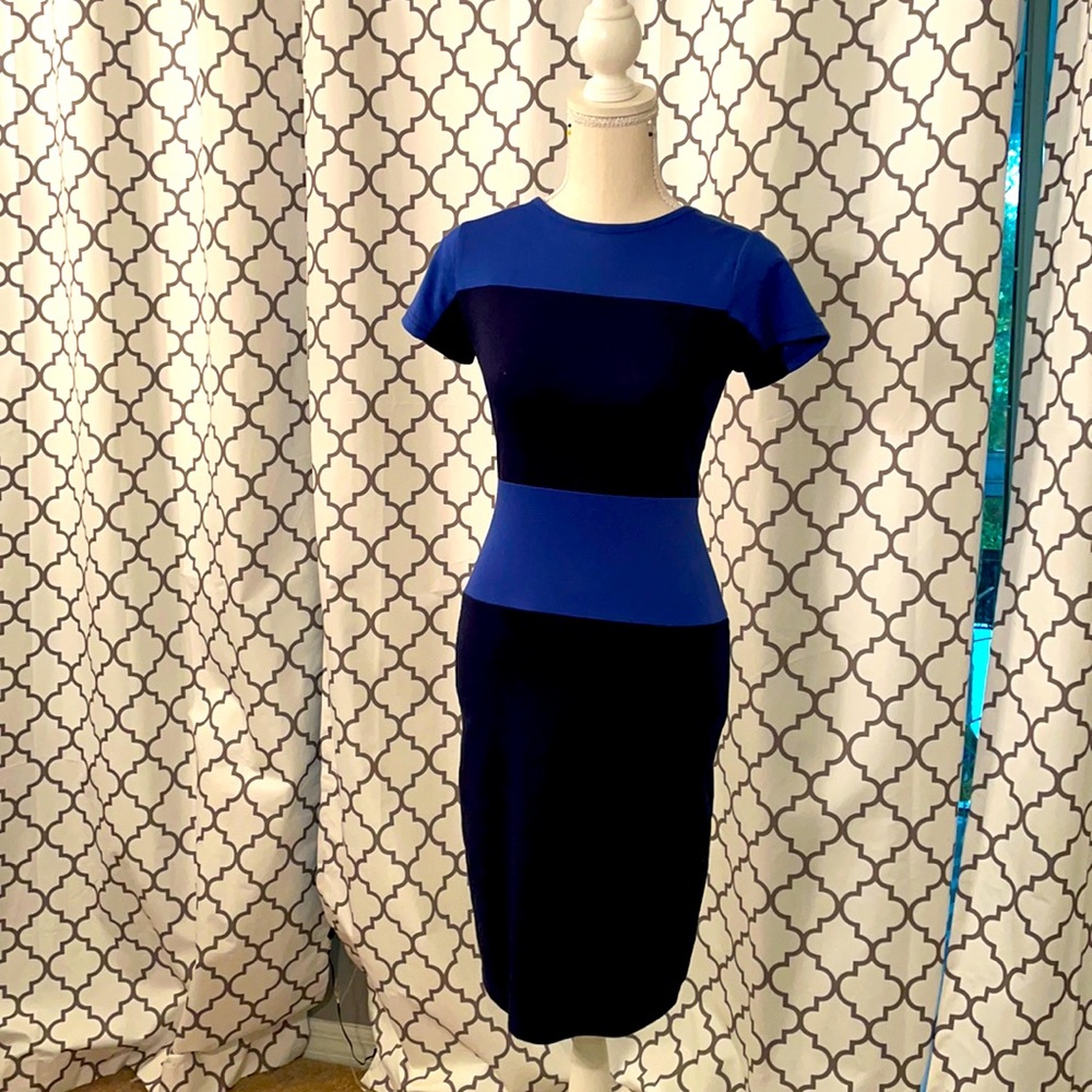 Black and blue band dress
